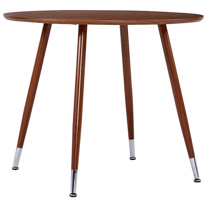 Table ronde plateau bois foncé et pieds metal marron Sanda 90 cm - Photo n°1
