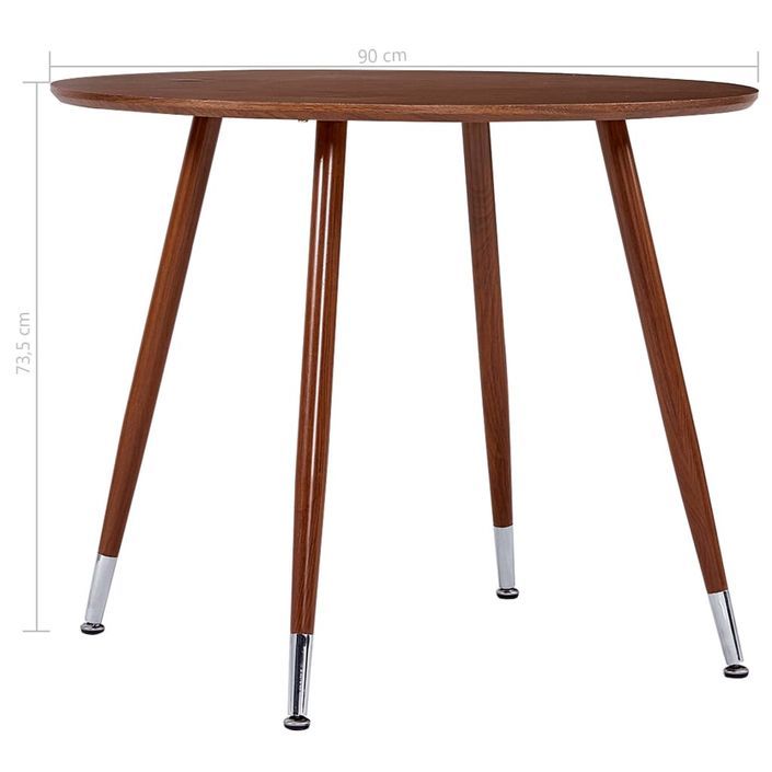 Table ronde plateau bois foncé et pieds metal marron Sanda 90 cm - Photo n°2