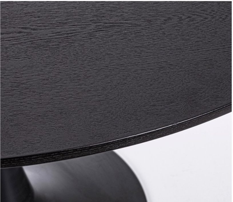 Table ronde plateau noir avec veinure effet bois et pied acier noir Kulipa 120 cm - Photo n°3