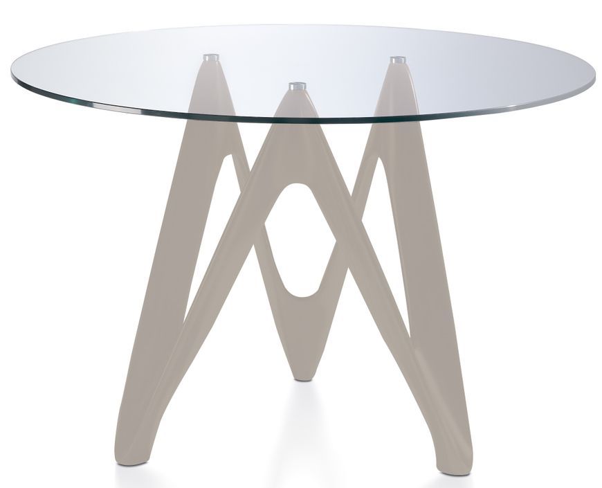 Table ronde design fibre de verre laqué taupe Perla - Photo n°1