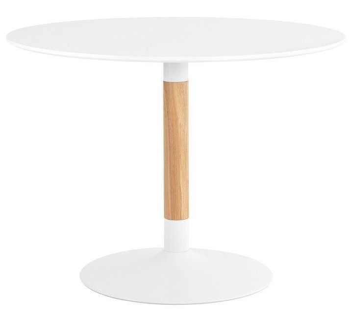 Table ronde Rika en bois laqué et métal blanc – Fusion de modernité et simplicité - Photo n°1