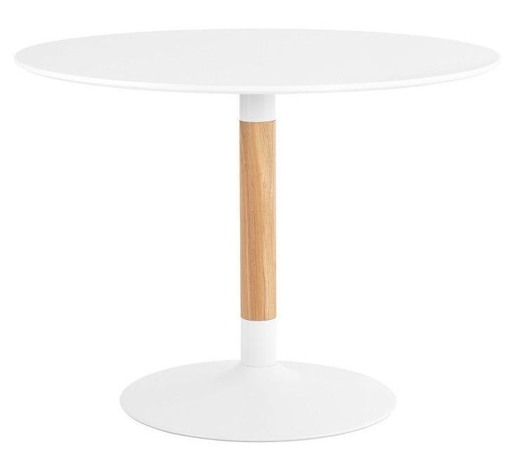 Table ronde Rika en bois laqué et métal blanc – Fusion de modernité et simplicité - Photo n°1