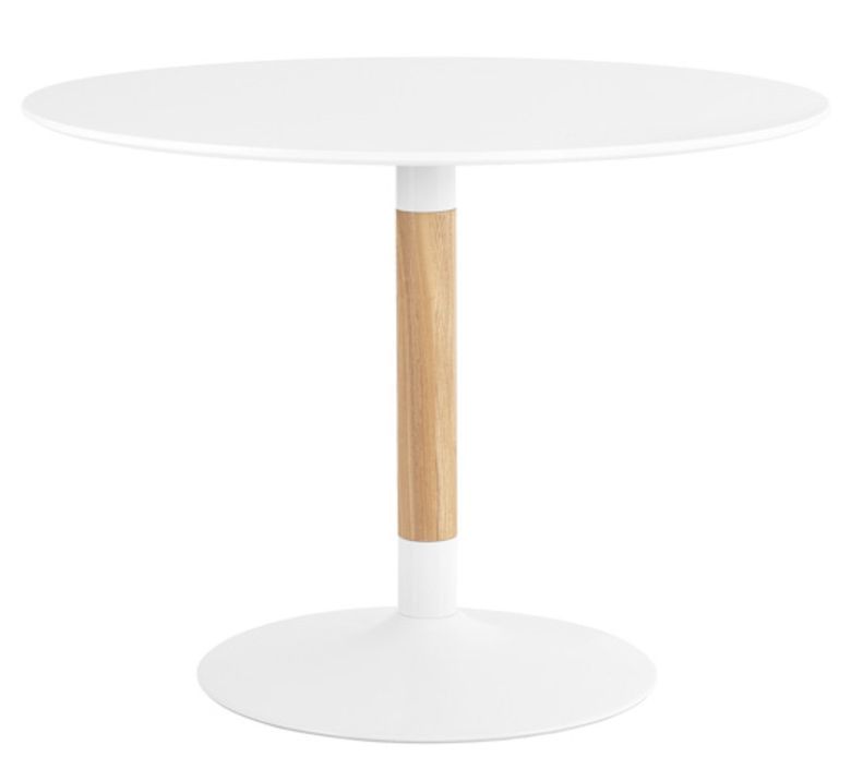 Table ronde Rika en bois laqué et métal blanc – Fusion de modernité et simplicité - Photo n°2