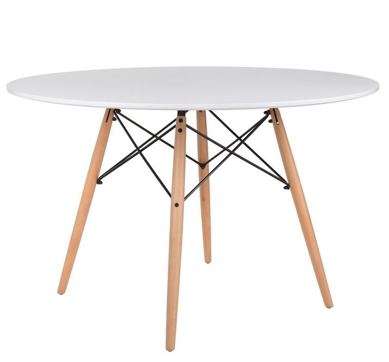 Table ronde scandinave 120 cm et 4 chaises crème et naturel Verda - Photo n°3