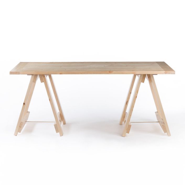 Table tréteaux bois massif naturel Rustiba 180 cm - Photo n°3