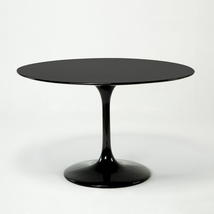 Table tulipe ronde fibre de verre noire D 120 cm - Photo n°1