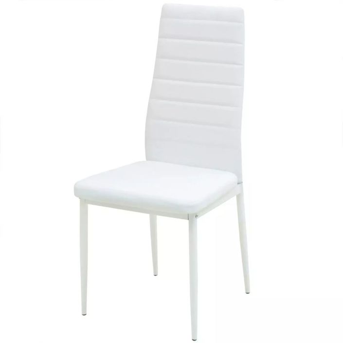 Table verre trempé noir et blanc et 4 chaises simili blanc Dami - Photo n°2
