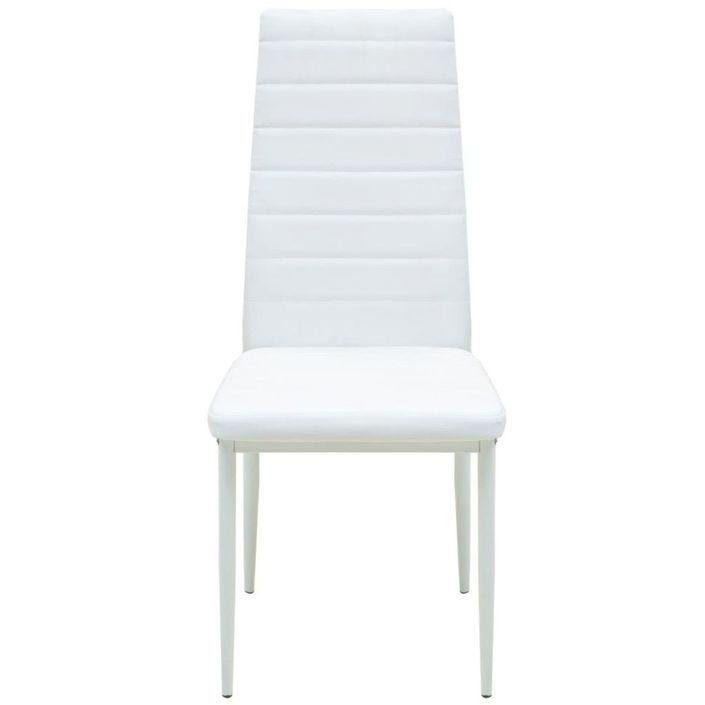 Table verre trempé noir et blanc et 4 chaises simili blanc Dami - Photo n°3