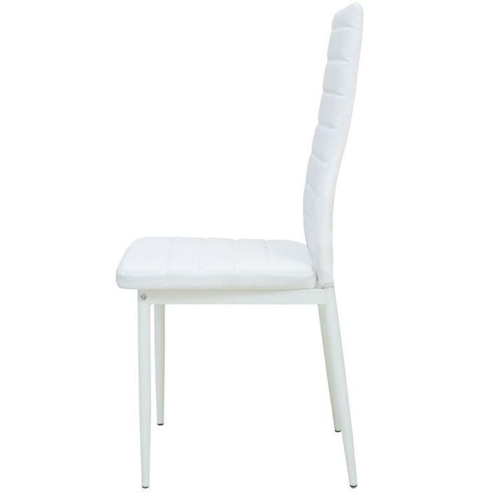 Table verre trempé noir et blanc et 4 chaises simili blanc Dami - Photo n°4