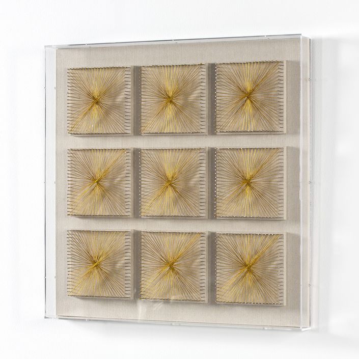 Tableau carré acrylique transparent et fils doré Norah - Photo n°1
