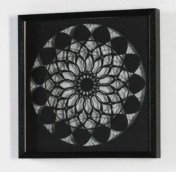 Tableau carré bois noir Kay - Photo n°1