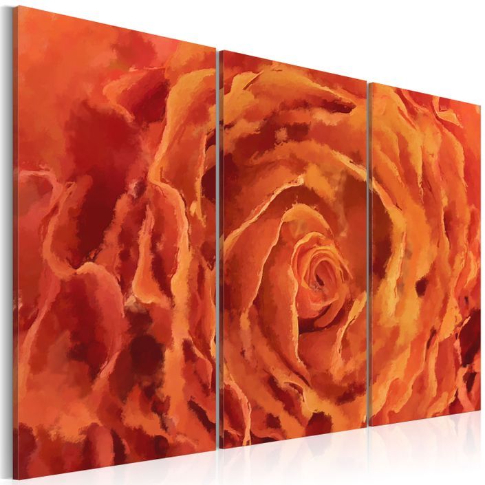 Tableau Rose en orange triptyque - Photo n°1