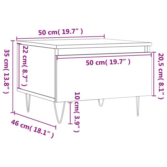 Tables basses 2 pcs blanc 50x46x35 cm bois d'ingénierie - Photo n°12