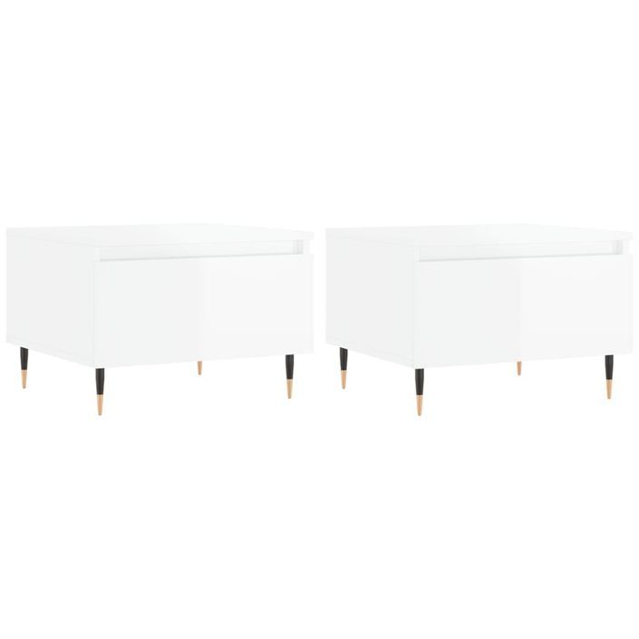 Tables basses 2 pcs blanc brillant 50x46x35cm bois d'ingénierie - Photo n°1