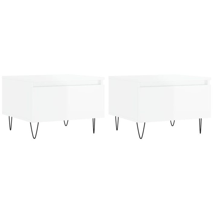 Tables basses 2 pcs blanc brillant 50x46x35cm bois d'ingénierie - Photo n°1