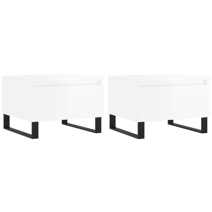 Tables basses 2 pcs blanc brillant 50x46x35cm bois d'ingénierie - Photo n°1