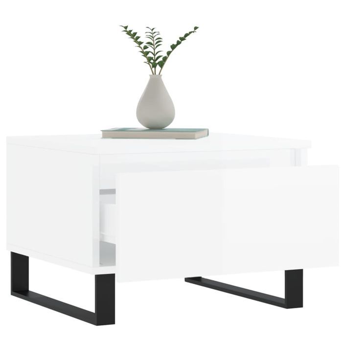 Tables basses 2 pcs blanc brillant 50x46x35cm bois d'ingénierie - Photo n°4