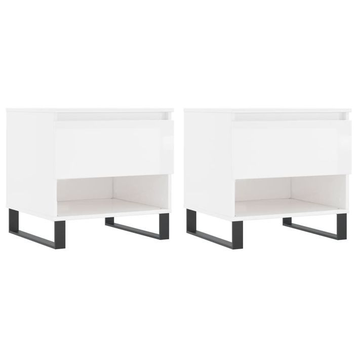 Tables basses 2 pcs blanc brillant 50x46x50cm bois d'ingénierie - Photo n°1