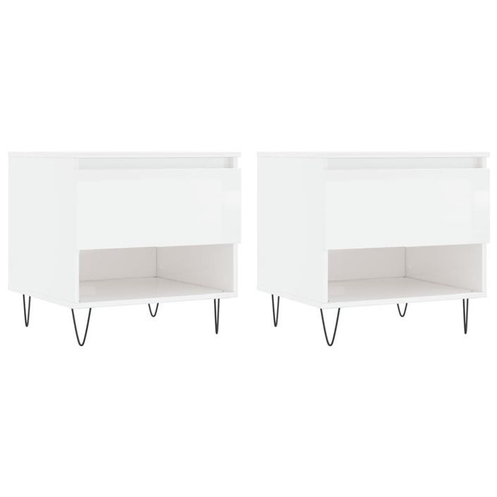 Tables basses 2 pcs blanc brillant 50x46x50cm bois d'ingénierie - Photo n°1