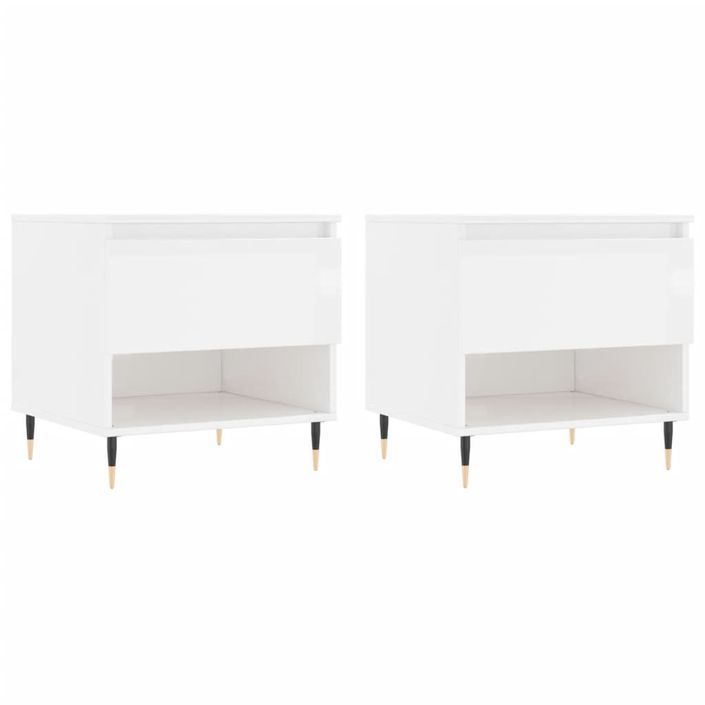 Tables basses 2 pcs blanc brillant 50x46x50cm bois d'ingénierie - Photo n°1