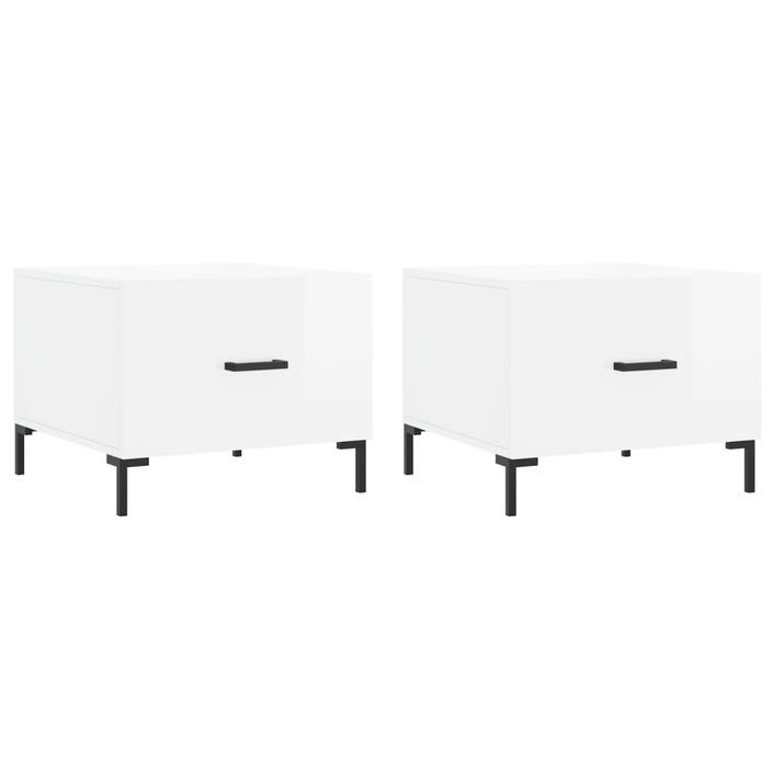 Tables basses 2 pcs blanc brillant 50x50x40cm bois d'ingénierie - Photo n°1