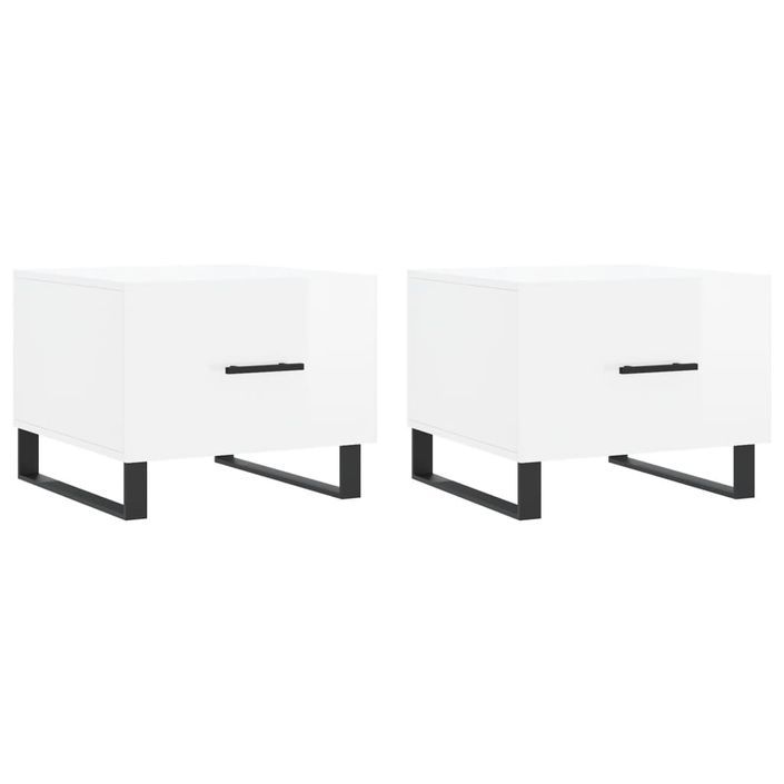 Tables basses 2 pcs blanc brillant 50x50x40cm bois d'ingénierie - Photo n°1