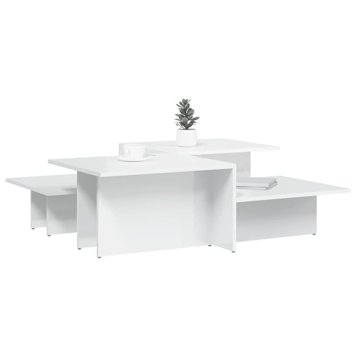 Tables basses 2 pcs blanc brillant bois d'ingénierie - Photo n°3