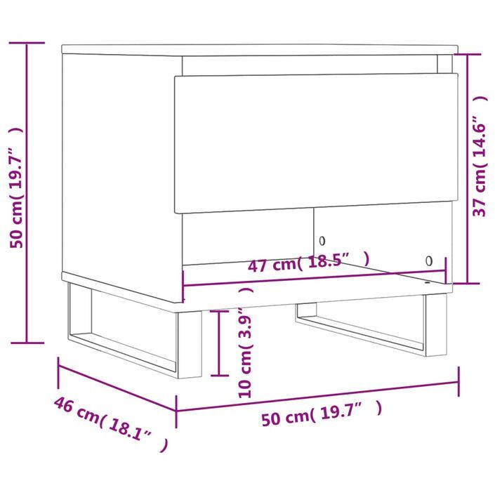 Tables basses 2 pcs chêne fumé 50x46x50 cm bois d'ingénierie - Photo n°12