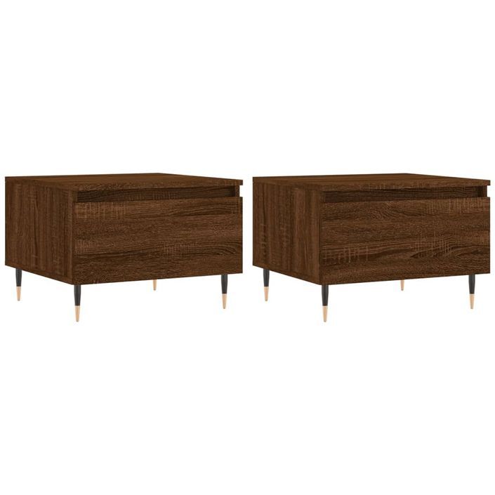 Tables basses 2 pcs chêne marron 50x46x35 cm bois d'ingénierie - Photo n°1