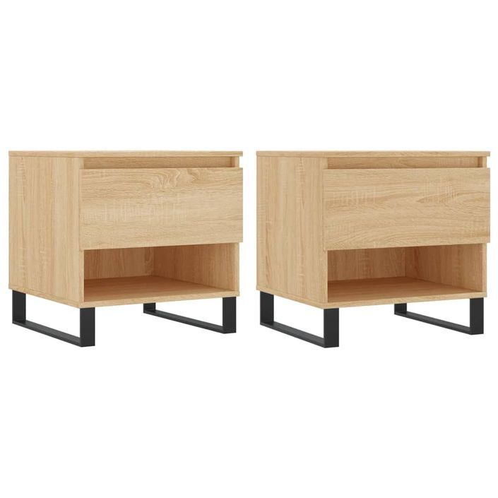 Tables basses 2 pcs chêne sonoma 50x46x50 cm bois d'ingénierie - Photo n°1