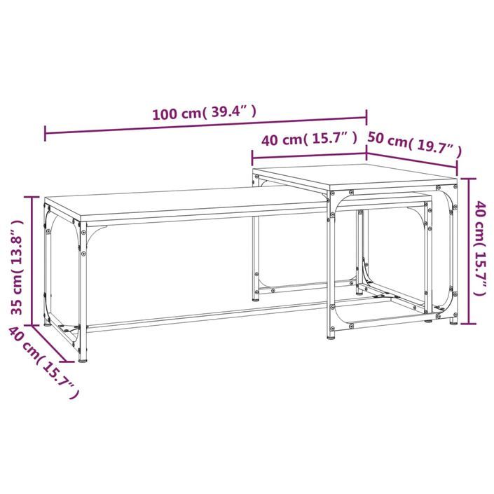 Tables basses 2 pcs Chêne sonoma Bois d'ingénierie - Photo n°9