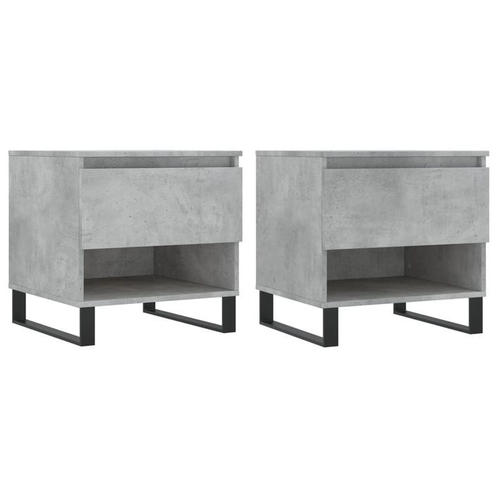 Tables basses 2 pcs gris béton 50x46x50 cm bois d'ingénierie - Photo n°1