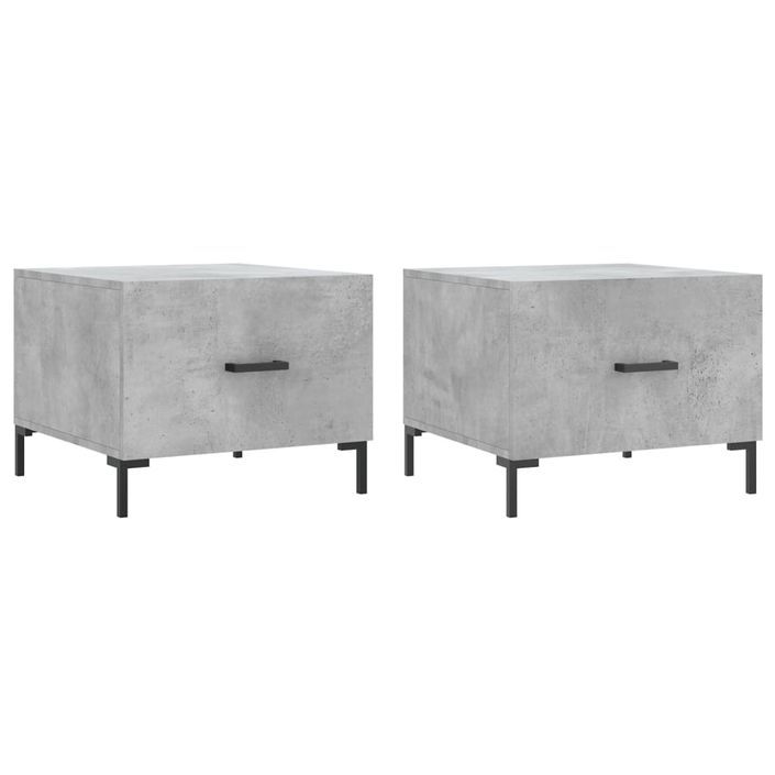 Tables basses 2 pcs gris béton 50x50x40 cm bois d'ingénierie - Photo n°1