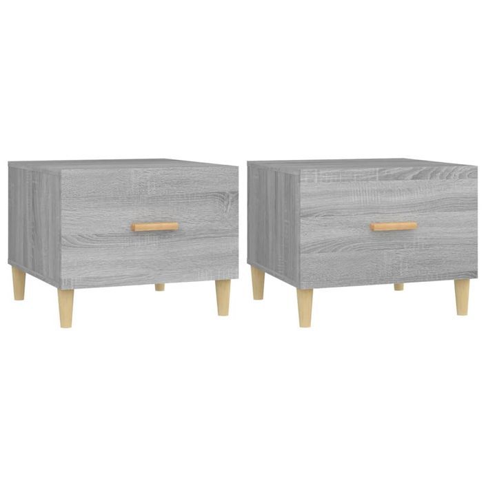 Tables basses 2 pcs sonoma gris 50x50x40 cm bois d'ingénierie - Photo n°2