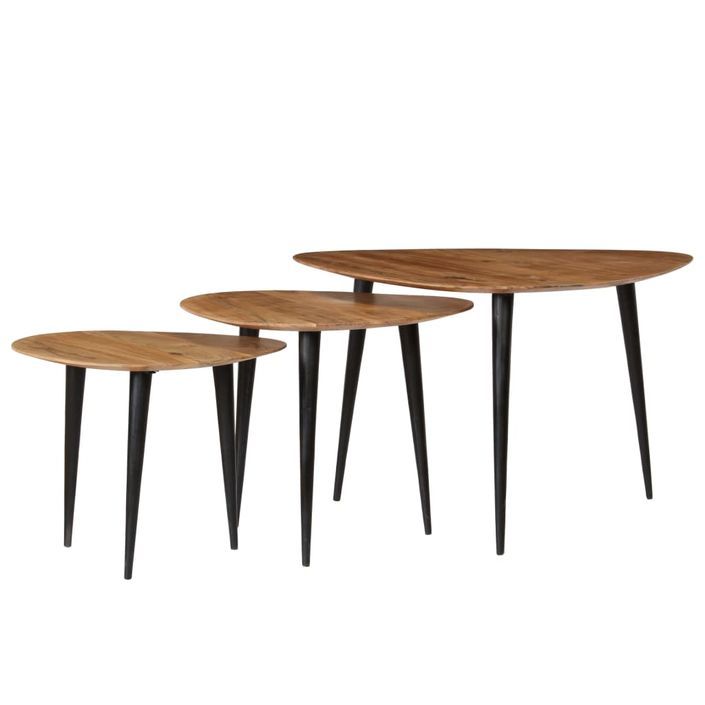 Tables basses 3 pcs Bois d'acacia massif 2 - Photo n°2