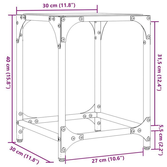 Tables basses avec dessus en verre noir 2 pcs 30x30x40 cm acier - Photo n°9