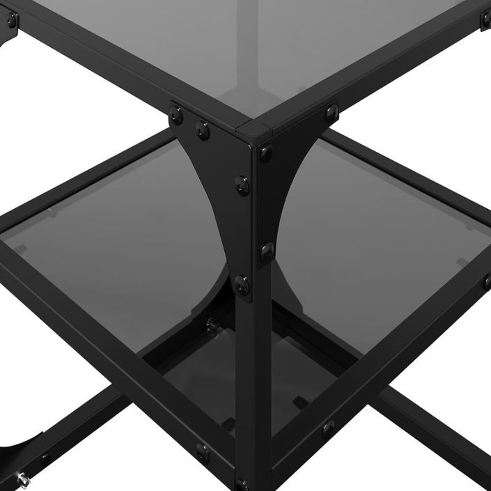 Tables basses avec dessus en verre noir 2 pcs 30x30x45 cm acier - Photo n°8