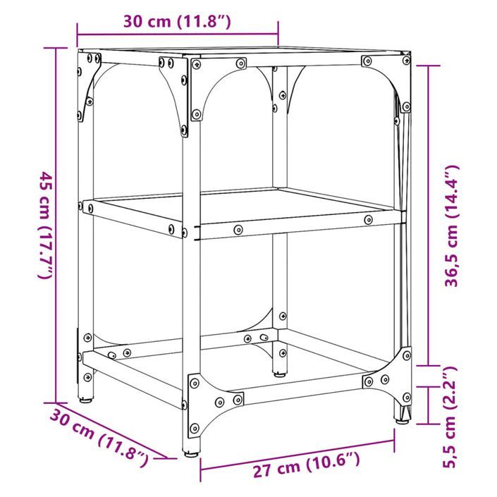 Tables basses avec dessus en verre noir 2 pcs 30x30x45 cm acier - Photo n°9