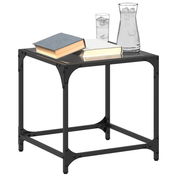 Tables basses avec dessus en verre noir 2 pcs 40x40x40 cm acier - Photo n°1