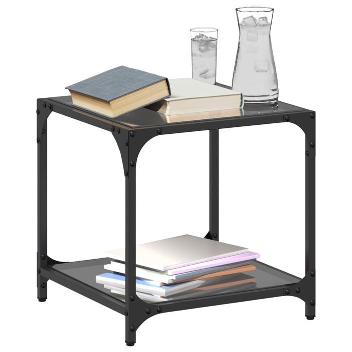 Tables basses avec dessus en verre noir 2 pcs 40x40x40 cm acier - Photo n°3