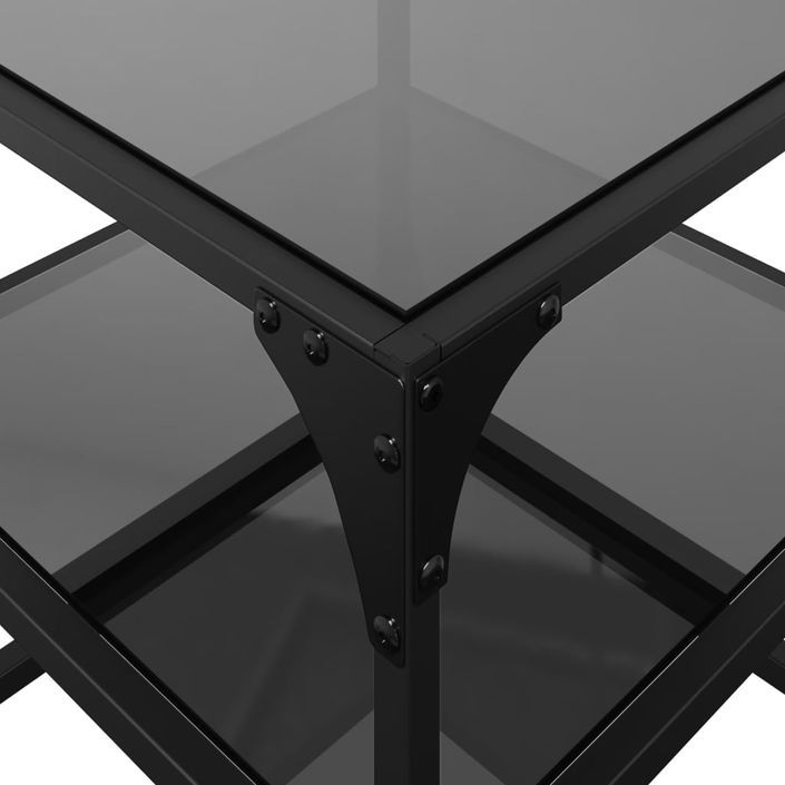 Tables basses avec dessus en verre noir 2 pcs 40x40x45 cm acier - Photo n°9