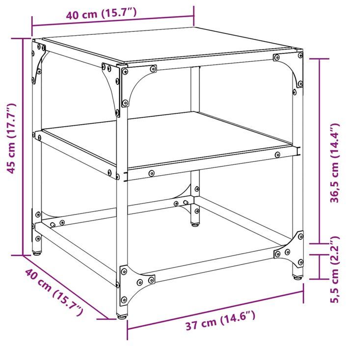 Tables basses avec dessus en verre transparent 2 pcs acier - Photo n°10