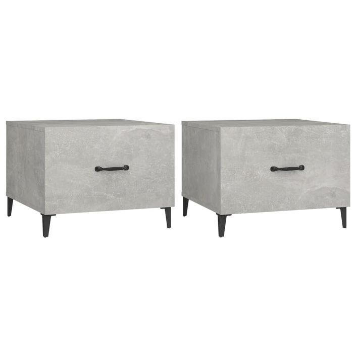 Tables basses avec pieds en métal 2 pcs Gris béton 50x50x40 cm - Photo n°2