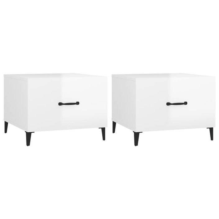 Tables basses avec pieds métal 2 pcs Blanc brillant 50x50x40 cm - Photo n°2