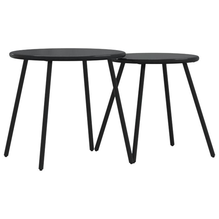 Tables basses de jardin 2pcs rondes noir acier enduit de poudre - Photo n°2