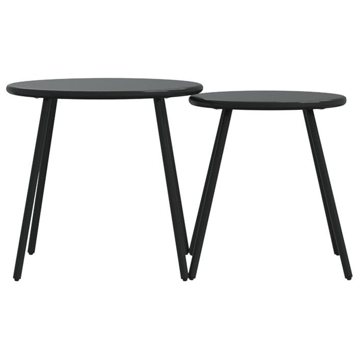 Tables basses de jardin 2pcs rondes noir acier enduit de poudre - Photo n°4