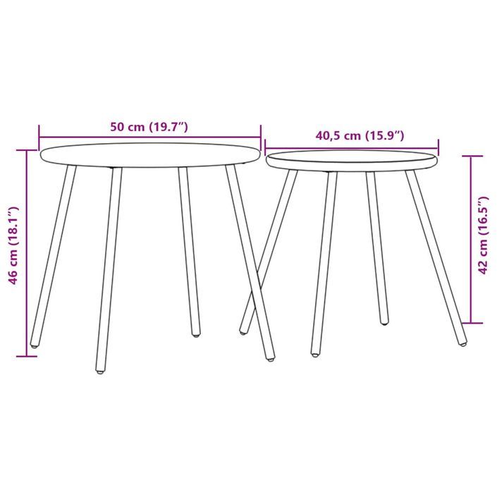 Tables basses de jardin 2pcs rondes noir acier enduit de poudre - Photo n°8