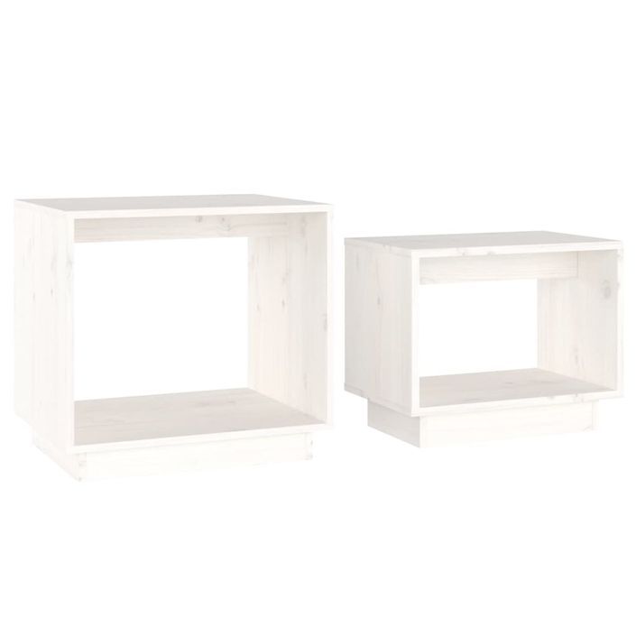 Tables basses gigognes 2 pcs Blanc Bois de pin massif - Photo n°2