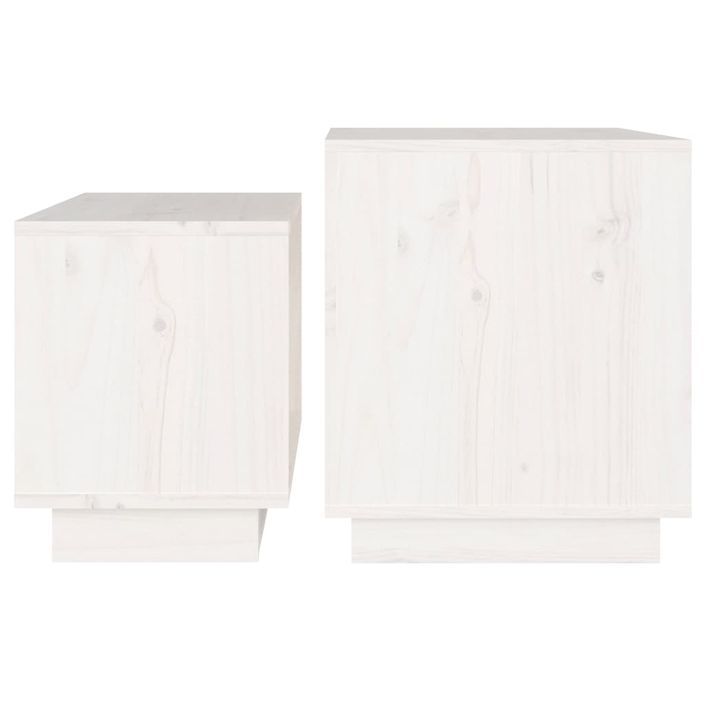 Tables basses gigognes 2 pcs Blanc Bois de pin massif - Photo n°6