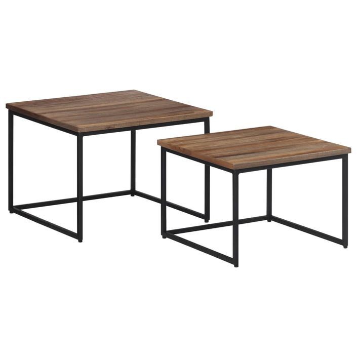 Tables basses gigognes 2 pcs bois massif de teck - Photo n°10